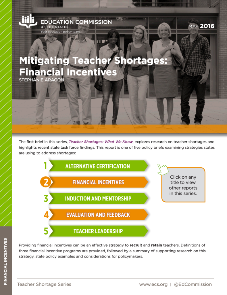 Mitigating Teacher Shortages Financial Incentives Education