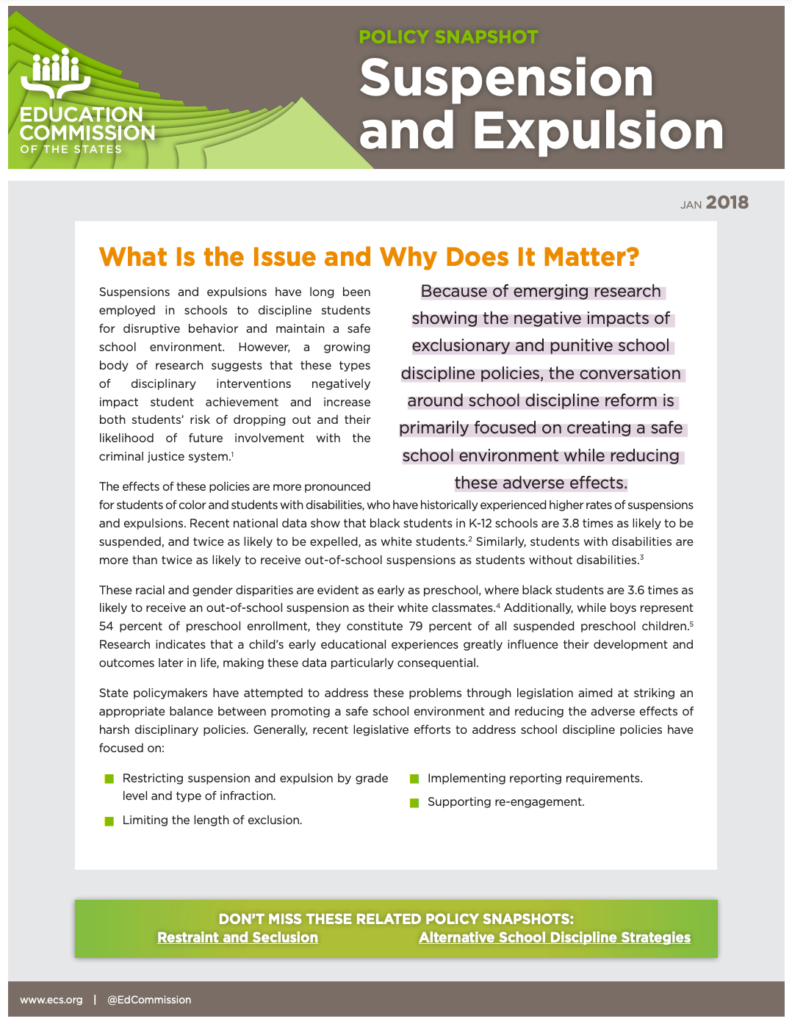 Suspension and Expulsion Education Commission of the States